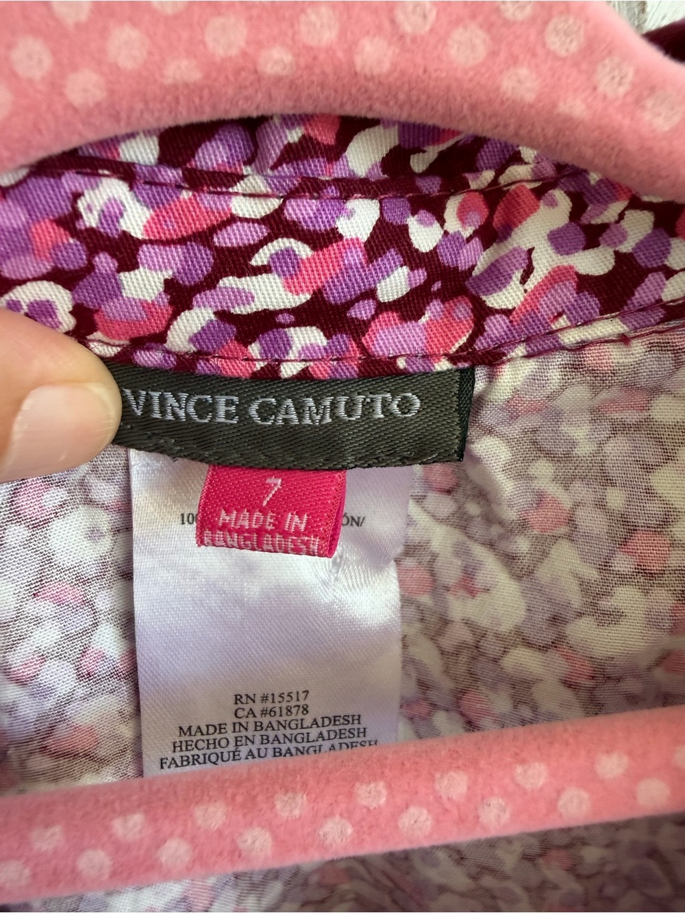 Vince Camuto Girls Floral Shirt Dress Size 7 Pink Purple Button Front - Picture 2 of 8